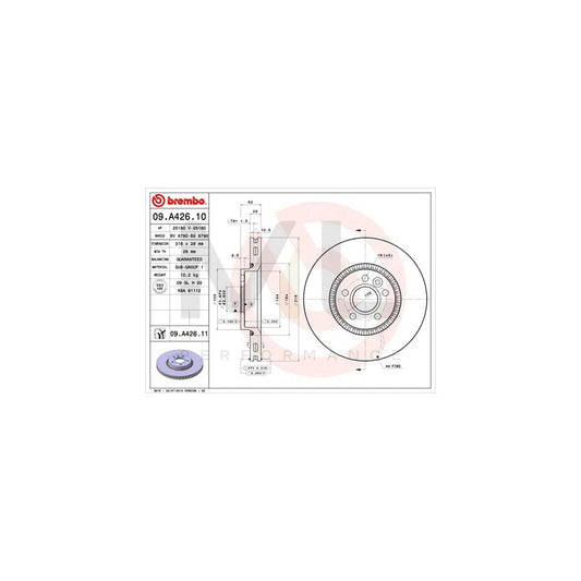 BREMBO 09.A426.10 Brake Disc Internally Vented | ML Performance Car Parts