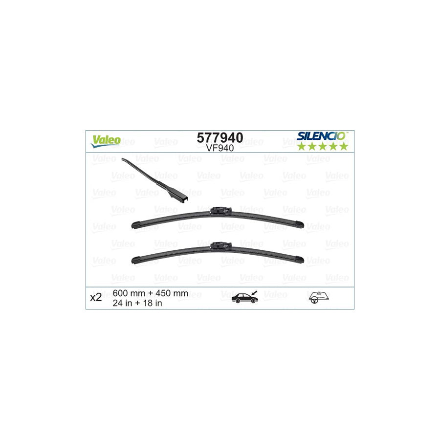Valeo Silencio Flat Blade Set 577940 Wiper Blade | ML Performance UK Car Parts