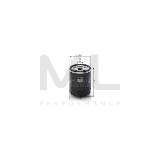 MANN-FILTER W 7020 Oil Filter Spin-on Filter, with one anti-return valve | ML Performance Car Parts