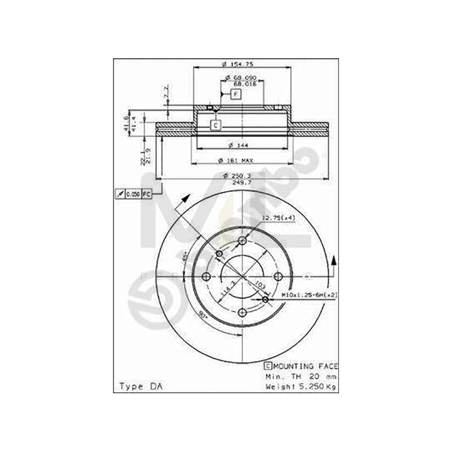 BREMBO 09.5022.10 Brake Disc Internally Vented | ML Performance Car Parts