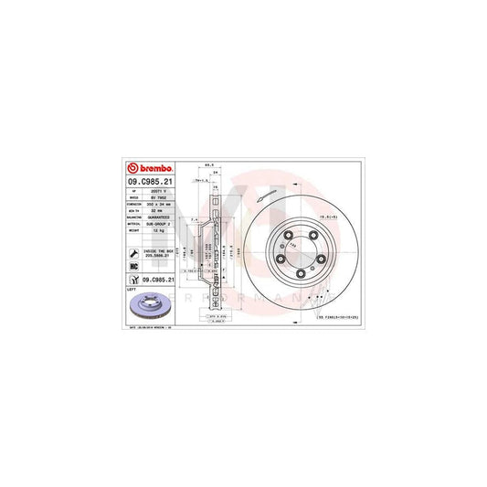 BREMBO 09.C985.21 Brake Disc Internally Vented, Coated, High-carbon, with bolts/screws | ML Performance Car Parts