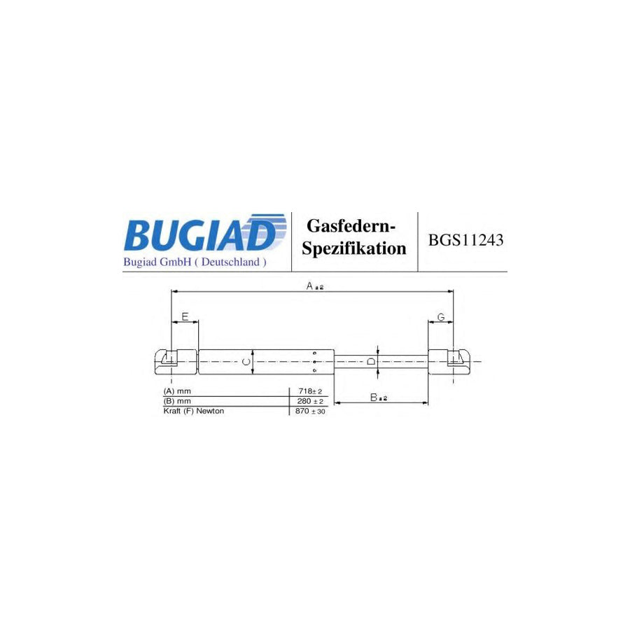 Bugiad BGS11243 Tailgate Strut For Vw Caddy