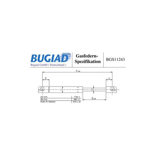 Bugiad BGS11243 Tailgate Strut For Vw Caddy