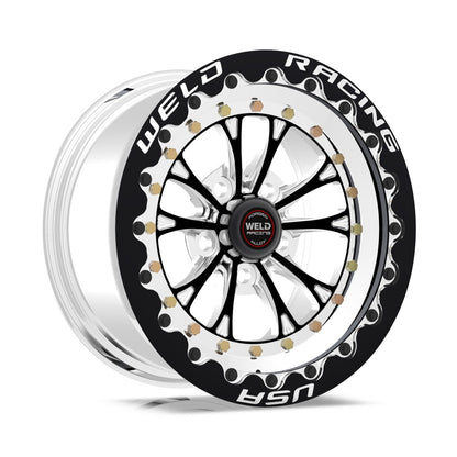Weld 794B58206F Vitesse Beadlock Wheel 15x8 5x4.5 ET-25 BS3.5 Black Center - Polished Shell