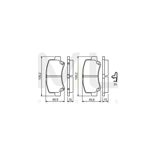 Bosch 0986424626 Brake Pad Set For Suzuki Wagon R+ I Hatchback (Em) With Acoustic Wear Warning BP349 | ML Performance Car Parts