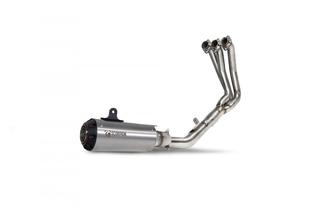 Scorpion PYA116SYSSEO Yamaha MT-09 Red Power Full System - Brushed Stainless Steel Sleeve | ML Performance UK UK
