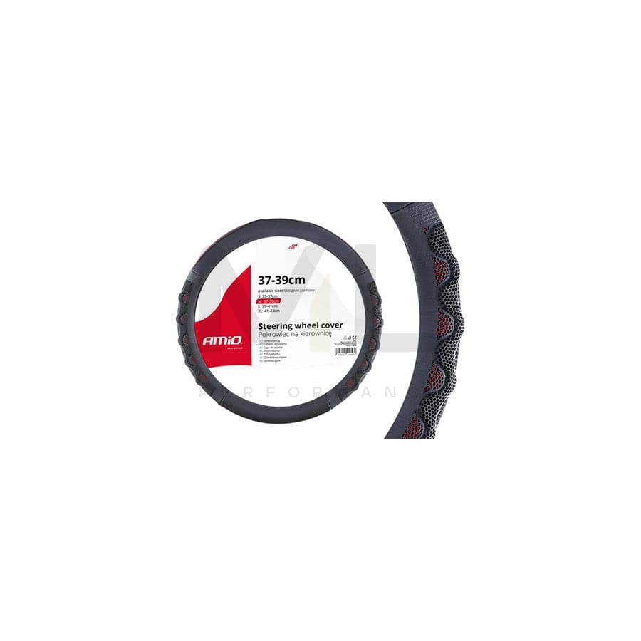 AMiO SWC-25-M 02562 Steering wheel cover Black, Ø: 37-39cm, Leatherette, Plastic | ML Performance Car Parts