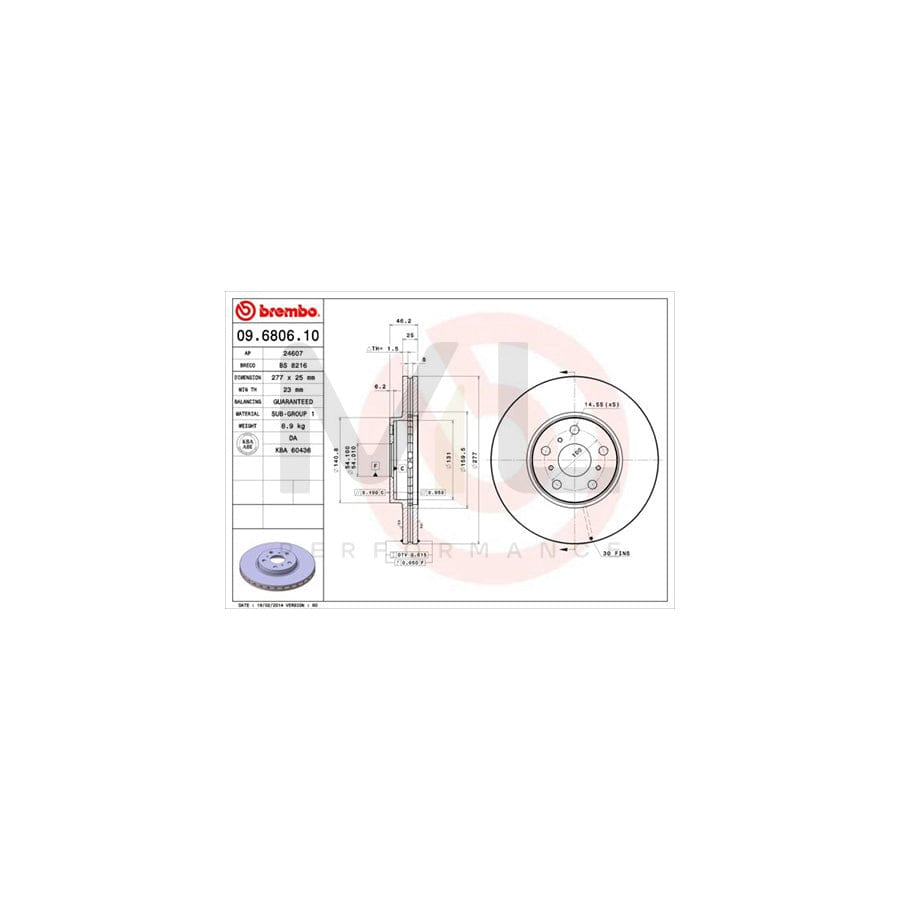 BREMBO 09.6806.10 Brake Disc for TOYOTA CELICA Internally Vented | ML Performance Car Parts