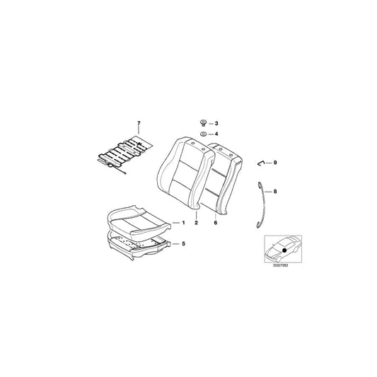 Genuine BMW 52108251077 E39 E38 Cover Backrest Cloth F4AT ANTHRAZIT (Inc. 740iL, 728i & 725tds) | ML Performance UK Car Parts