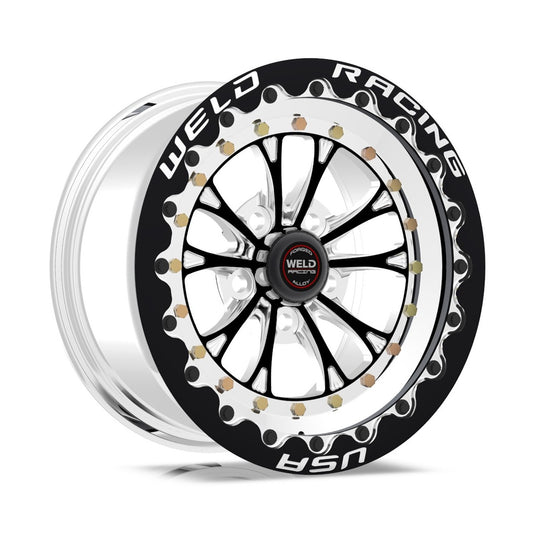Weld 794B58276F Vitesse Beadlock Wheel 15x8 5x4.75 ET-25 BS3.5 Black Center - Polished Shell