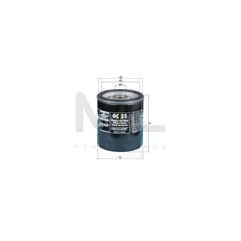 MAHLE ORIGINAL OC 25 Oil Filter Spin-on Filter | ML Performance Car Parts