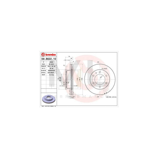 BREMBO 09.B622.10 Brake Disc Internally Vented | ML Performance Car Parts