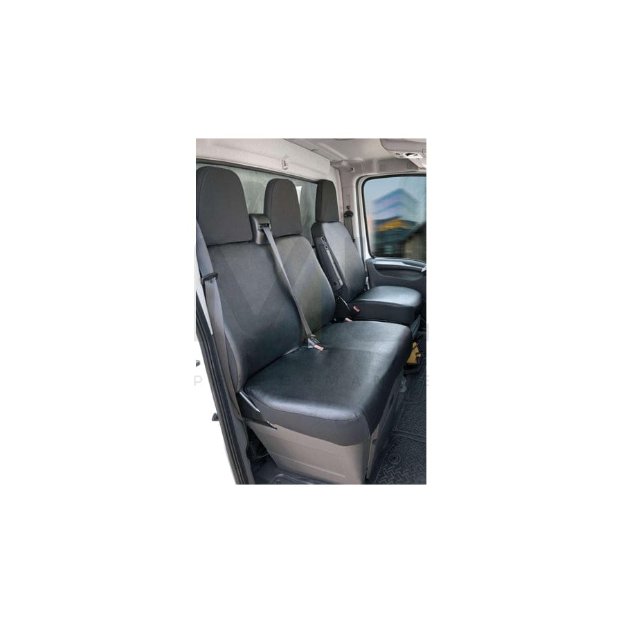 WALSER 11499 Car seat cover for IVECO Daily IV Minibus Black, Leatherette, Front | ML Performance Car Parts