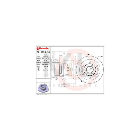 BREMBO 08.5959.10 Brake Disc for IVECO Daily Solid | ML Performance Car Parts