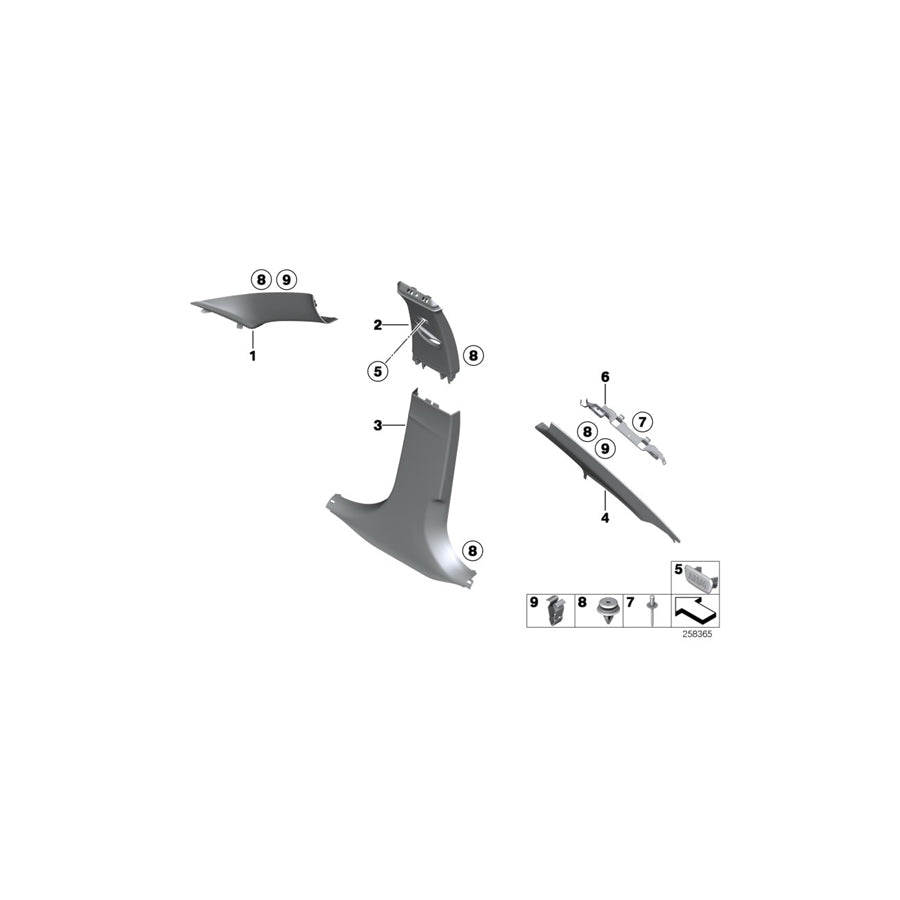 Genuine BMW 51437288214 F30 F31 F80 Right Column A Cover OYSTER (Inc. 330e, 328dX & 335iX) | ML Performance UK