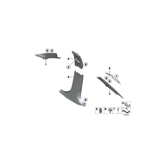 Genuine BMW 51437288214 F30 F31 F80 Right Column A Cover OYSTER (Inc. 330e, 328dX & 335iX) | ML Performance UK