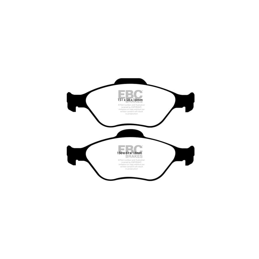EBC PD11KF805 Toyota Yaris Greenstuff Front Brake Pad & GD Disc Kit - ATE Caliper 2 | ML Performance UK Car Parts