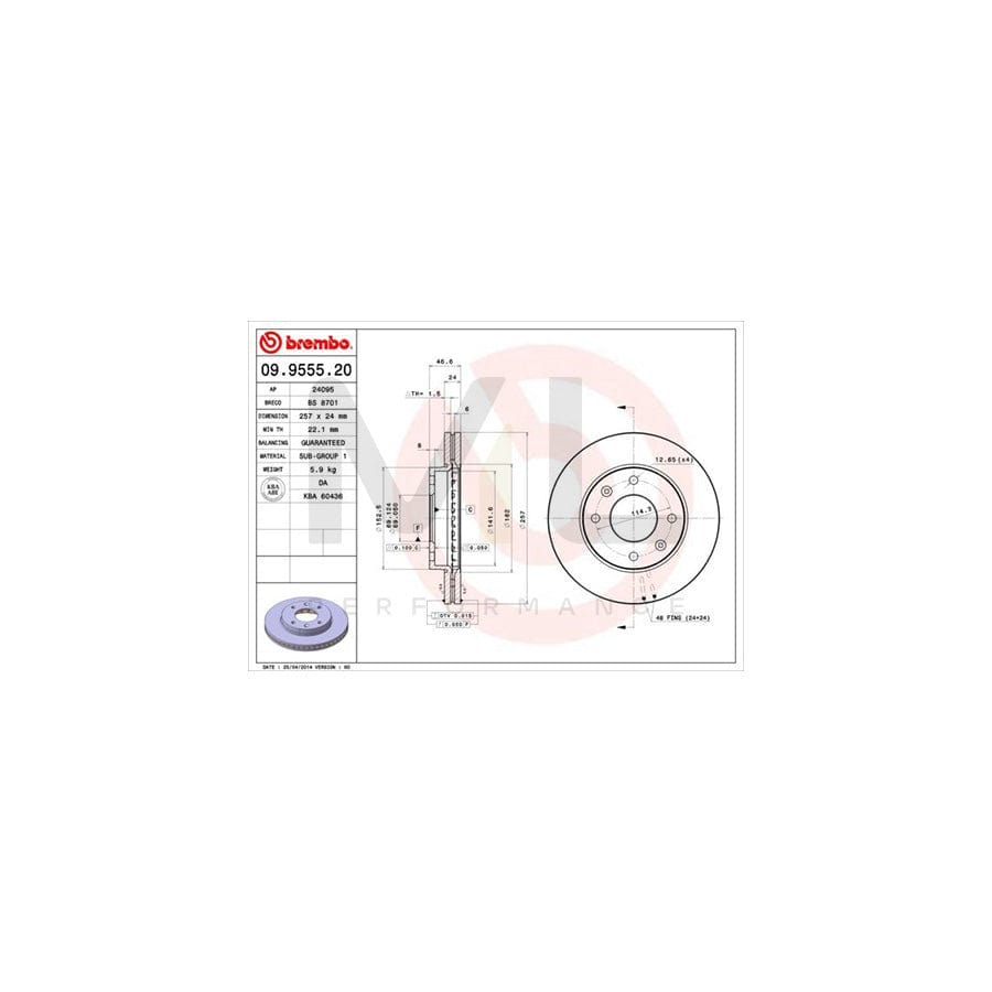 BREMBO 09.9555.20 Brake Disc Internally Vented | ML Performance Car Parts