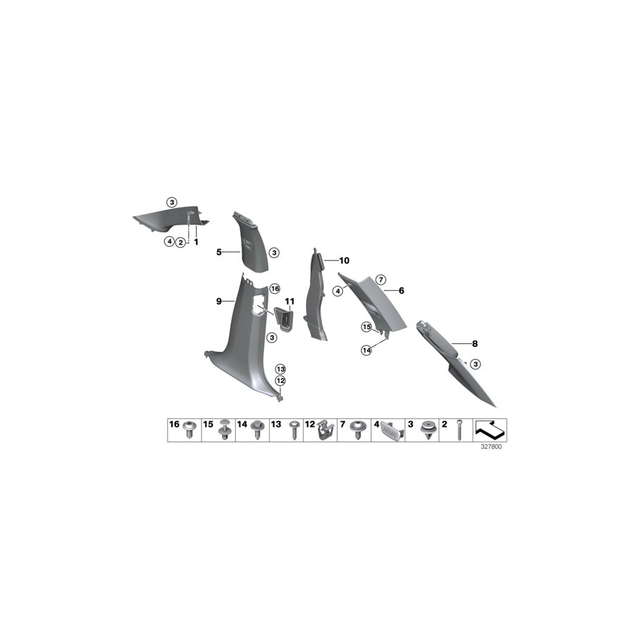 Genuine BMW 51437329392 F15 Trim Cover, C-Pillar, Upper Right GRAU (Inc. X5 25dX, X5 25d & X5 35i) | ML Performance UK