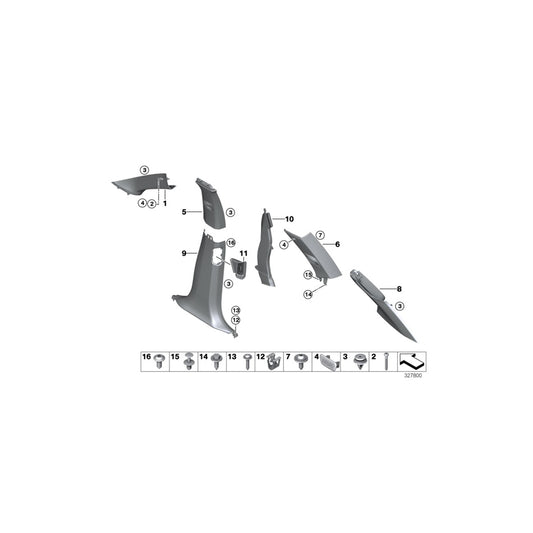 Genuine BMW 51437329388 F15 Right Column A Cover GRAU (Inc. X5 50iX 4.4, X5 35iX & X5 35i) | ML Performance UK