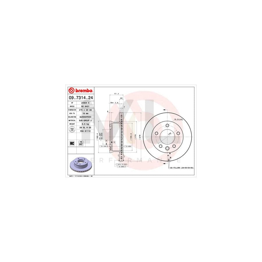 BREMBO 09.7314.24 Brake Disc for VW LT Internally Vented, High-carbon | ML Performance Car Parts