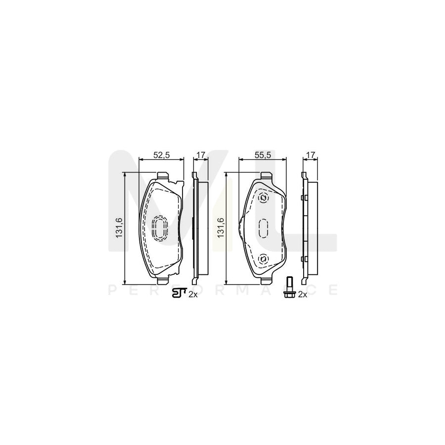 Bosch 0986495014 Brake Pad Set With Acoustic Wear Warning, With Mounting Manual BP281 | ML Performance Car Parts