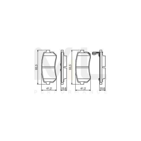 Bosch 0986495354 Brake Pad Set For Hyundai I20 I Hatchback (Pb) With Acoustic Wear Warning, With Anti-Squeak Plate BP1646 | ML Performance Car Parts