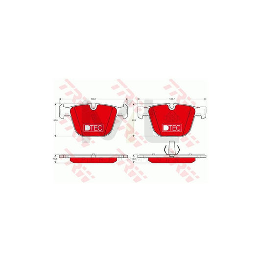 TRW Dtec Cotec Gdb1892Dte Brake Pad Set Not Prepared For Wear Indicator | ML Performance Car Parts