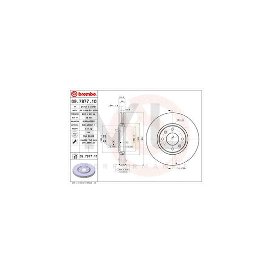 BREMBO 09.7877.10 Brake Disc Internally Vented, with bolts/screws | ML Performance Car Parts