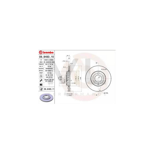 BREMBO COATED DISC LINE 09.8483.11 Brake Disc Internally Vented, Coated, with bolts/screws | ML Performance Car Parts