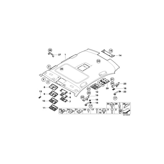 Genuine BMW 51447124009 E61 E60 Front Headlining Cover HIMMELGRAU (Inc. 530xi, M5 & 523i) | ML Performance UK