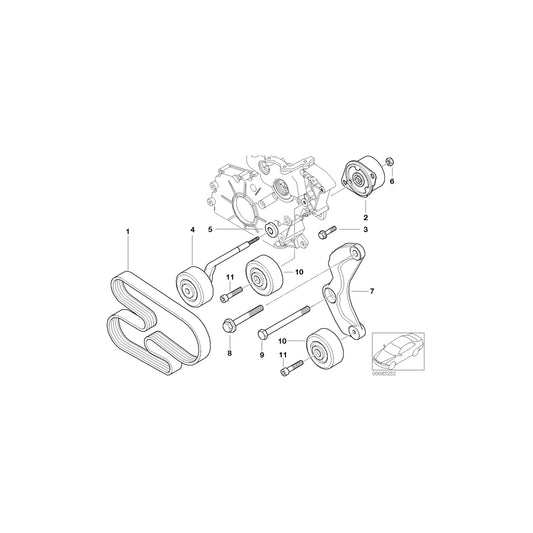 Genuine BMW 11288477782 E39 E38 E53 Ribbed V-Belt 5PK X 2063 (Inc. X5 3.0d, 330d & 730d) | ML Performance UK Car Parts