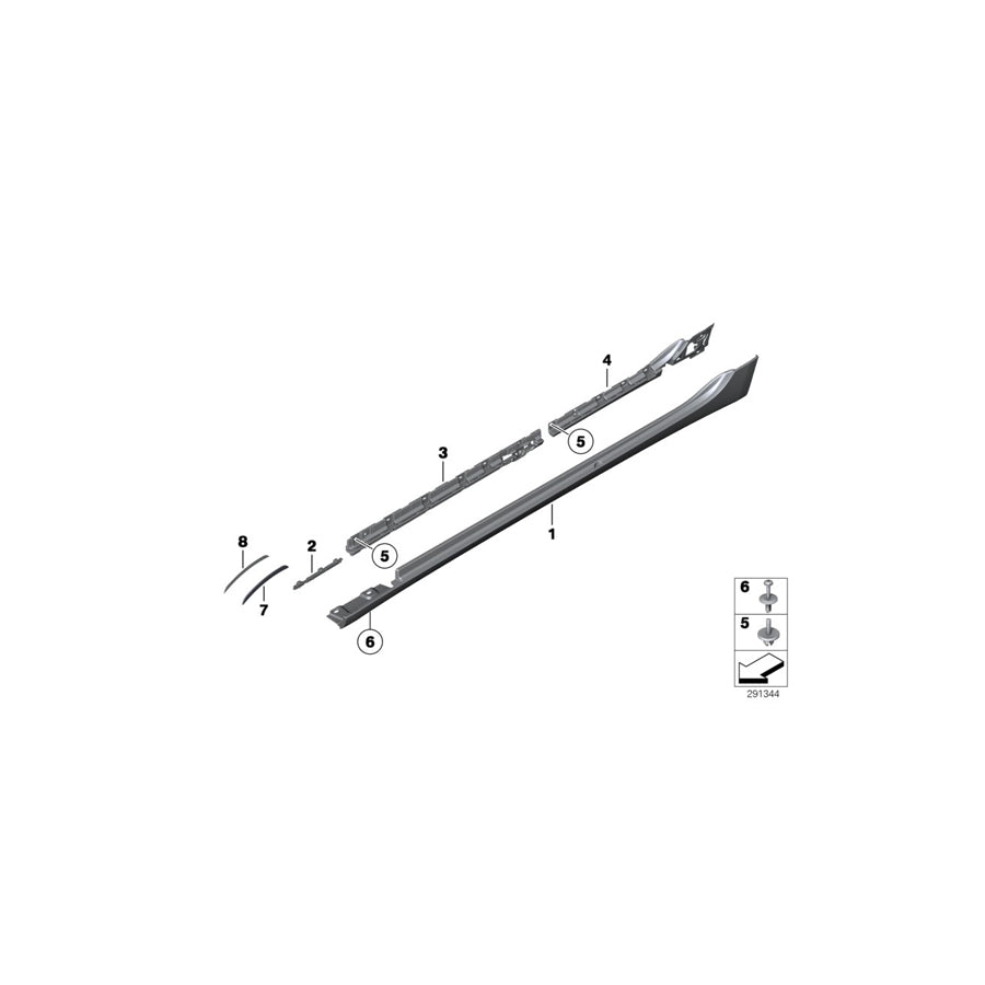 Genuine BMW 51177233366 Door Sill Cover, Primed Right (Inc. 530d, 535iX