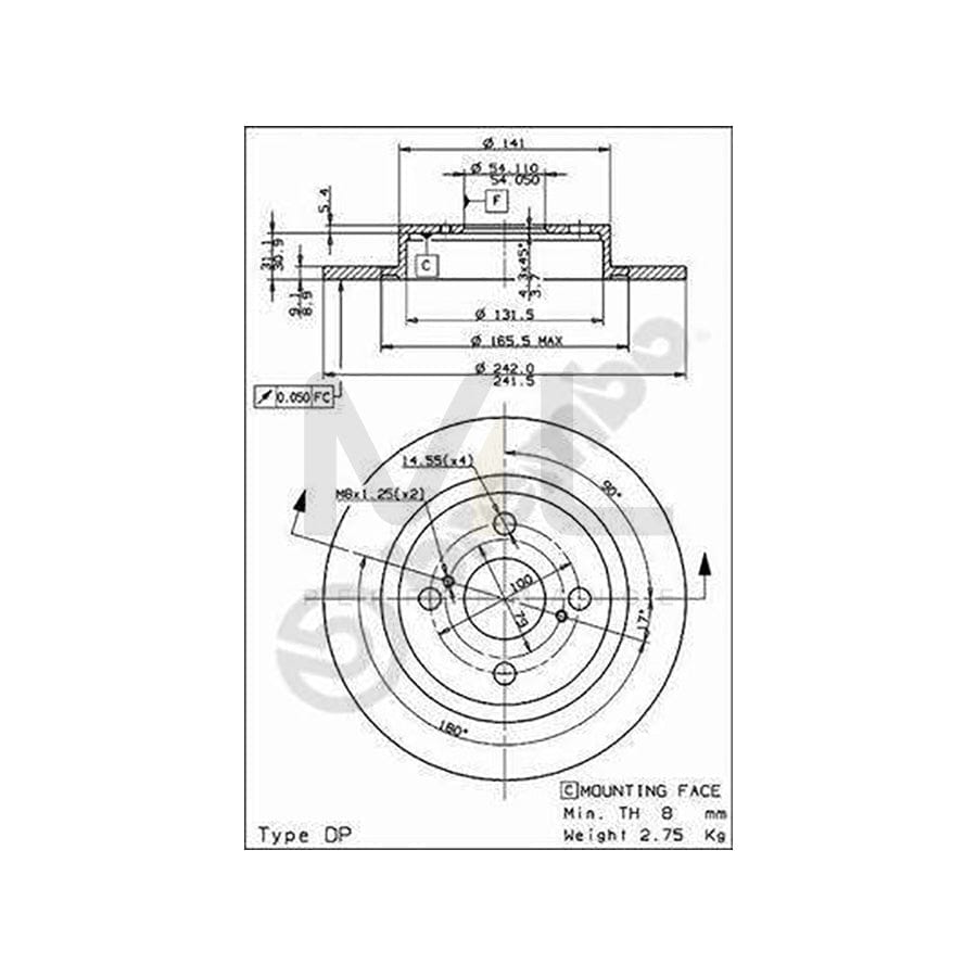BREMBO 08.9180.10 Brake Disc for TOYOTA COROLLA Solid | ML Performance Car Parts