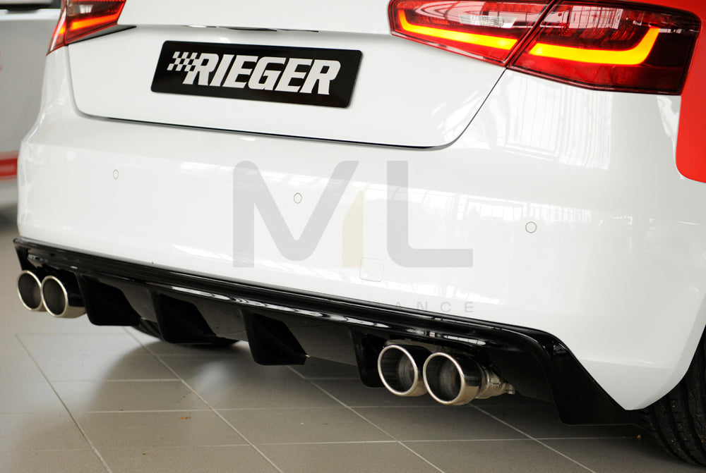 Rieger 00088101 Audi 8V A3 Rear Diffuser - Glossy Black – ML