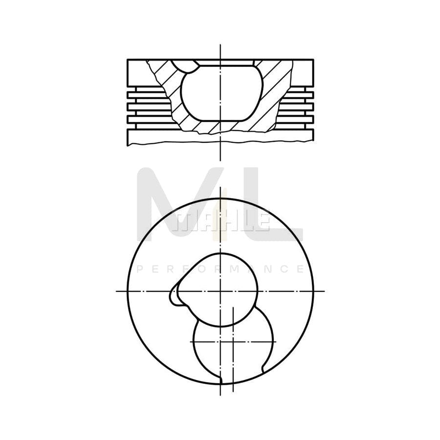 MAHLE ORIGINAL 030 55 01 Piston 79,76 mm, at shut-off cock, with piston rings, with piston ring carrier, without cooling duct | ML Performance Car Parts