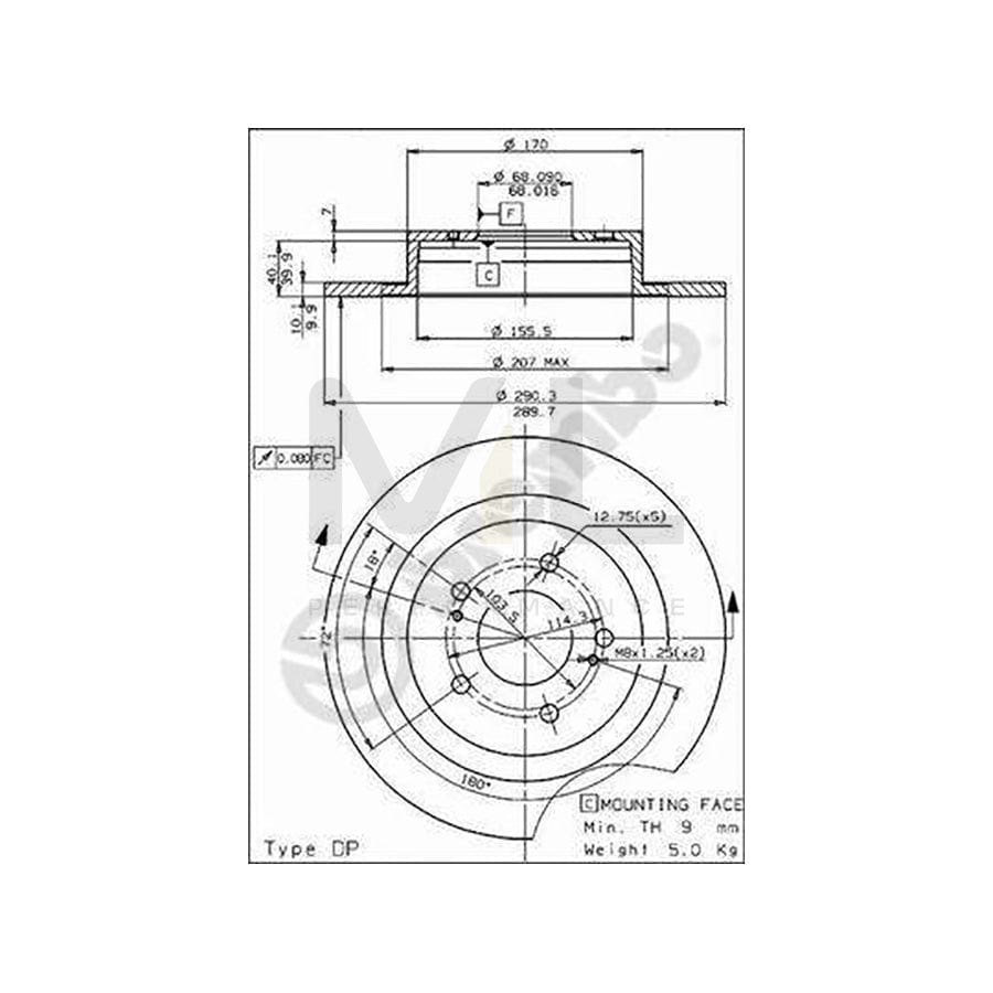 BREMBO 08.5295.10 Brake Disc Solid | ML Performance Car Parts