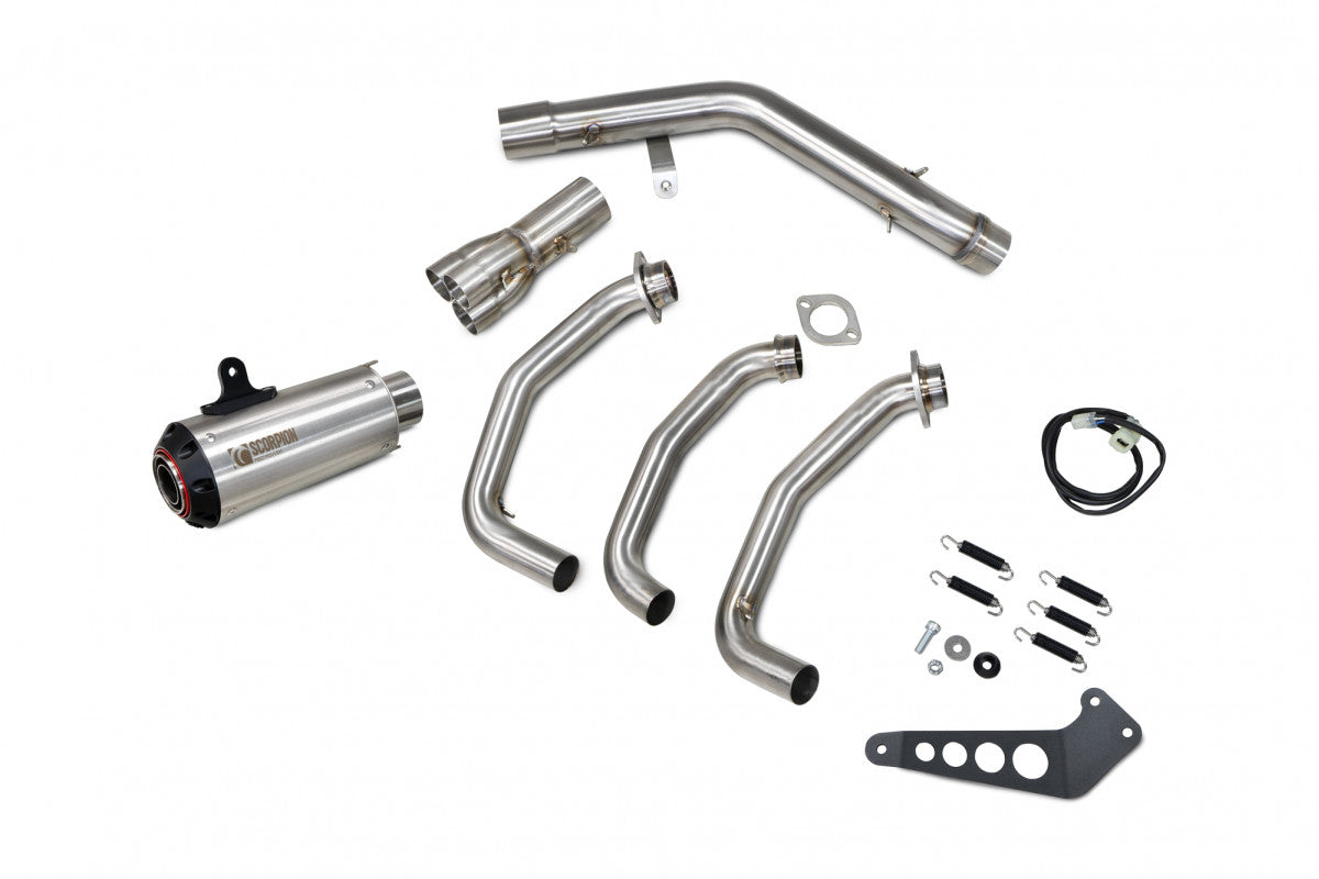 Scorpion PYA116SYSSEO Yamaha MT-09 Red Power Full System - Brushed Stainless Steel Sleeve | ML Performance UK UK