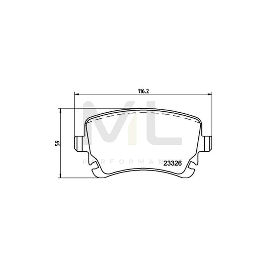 Hella 8DB 355 010-971 Brake Pad Set Not Prepared For Wear Indicator, With Brake Caliper Screws, With Accessories | ML Performance Car Parts