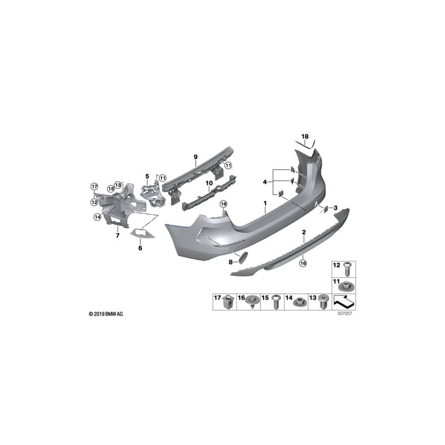 Genuine BMW 51127490939 F44 Cover, Bumper, Rear Left (Inc. 220d, 228iX & 218i) | ML Performance UK Car Parts