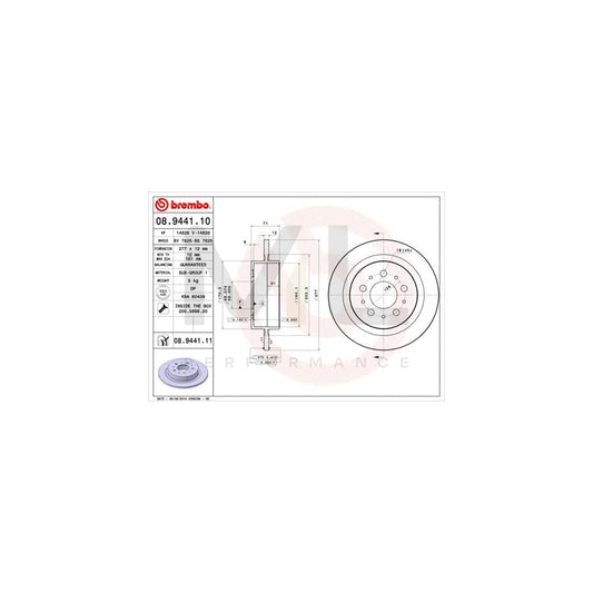 BREMBO 08.9441.10 Brake Disc Solid, with bolts/screws | ML Performance Car Parts