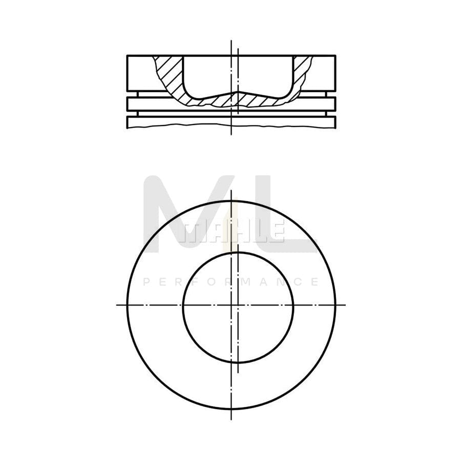 MAHLE ORIGINAL 014 36 02 Piston 107,44 mm, with piston ring carrier, without cooling duct | ML Performance Car Parts