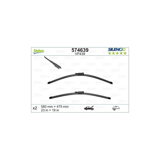 Valeo Silencio Flat Blade Set, Silencio X.Trm 574639 Wiper Blade For Jaguar Xf | ML Performance UK Car Parts