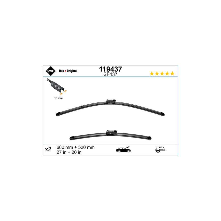 Swf Visioflex 119437 Wiper Blade For Audi A8 D4 (4H2, 4H8, 4Hc, 4Hl) | ML Performance UK Car Parts