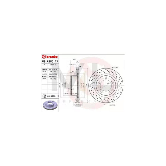 BREMBO XTRA LINE 09.A966.1X Brake Disc Perforated / Vented, Coated | ML Performance Car Parts