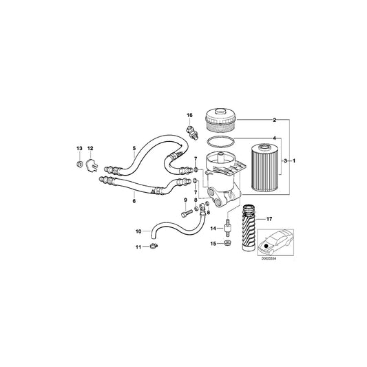 Genuine BMW 11421405197 E31 Oil Filter With Oil Cooler Connection (Inc. 850CSi) | ML Performance UK Car Parts