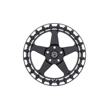 Forgestar F001B0063P50 15x10 D5 Beadlock Standard 5x120.65 ET50 BS7.5 Gloss Black Machined Drag Racing Wheel