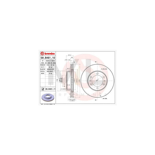 BREMBO COATED DISC LINE 09.B461.11 Brake Disc Internally Vented, Coated | ML Performance Car Parts