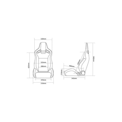 BRAUM Elite V2 Series Sport Reclinable Seats (Black Leatherette Black Stitching) – Priced Per Pair | ML Performance UK Car Parts