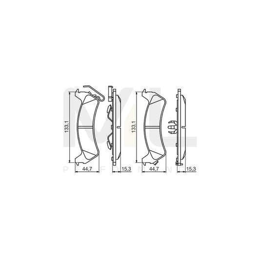 Bosch 0986494348 Brake Pad Set For Jeep Grand Cherokee I (Zj, Zg) With Acoustic Wear Warning, With Anti-Squeak Plate, With Piston Clip BP1256 | ML Performance Car Parts